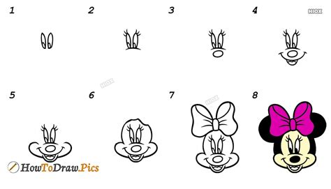 Jan 16, 2017 · draw the nose, mouth and tongue. How To Draw Minnie Mouse Step By Step Images