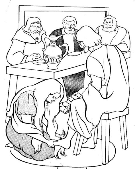 Use this free jesus washes his disciples feet coloring page in your children's ministry to help remind kids about having a servant's heart. Woman washes Jesus' feet