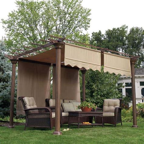 Powder coated dark brown finish on a sturdy steel frame helps prevent rust, chipping and scratching, while the chic canopy is. Curved pergola and reasons for making it | Garden Landscape