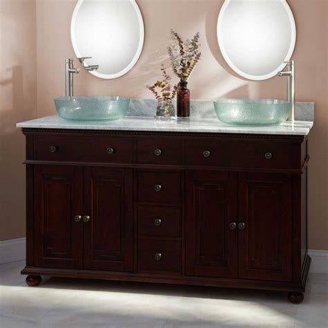 Usually ships within 6 to 10 days. 60" Reese Walnut Double Vessel Sink Vanity | Bathroom ...