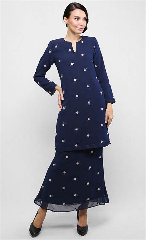 Add to wishlist quick view. Baju Kurung Chiffon in Dark Blue | Raya Fashion Favourites ...