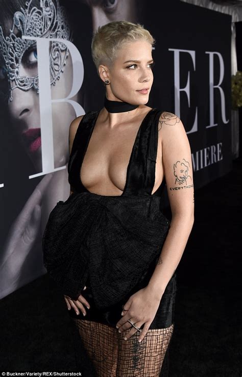 Halsey revealed on instagram that she is pregnant with her first child. Halsey wears revealing dress after Fifty Shades premiere ...