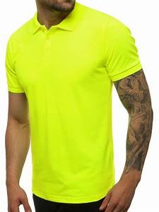 Men 39 S Polo Shirt Yellow Neon Ozonee O 171221 Men 39 S