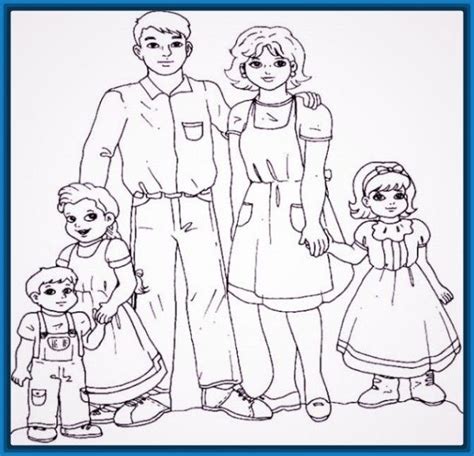Dibujos para colorear e imprimir para niños. Dibujo de una familia extensa para colorear | Dibujos ...