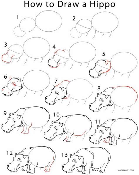 Remember to sketch lightly at first. How to Draw a Hippo Step by Step Drawing Tutorial with ...