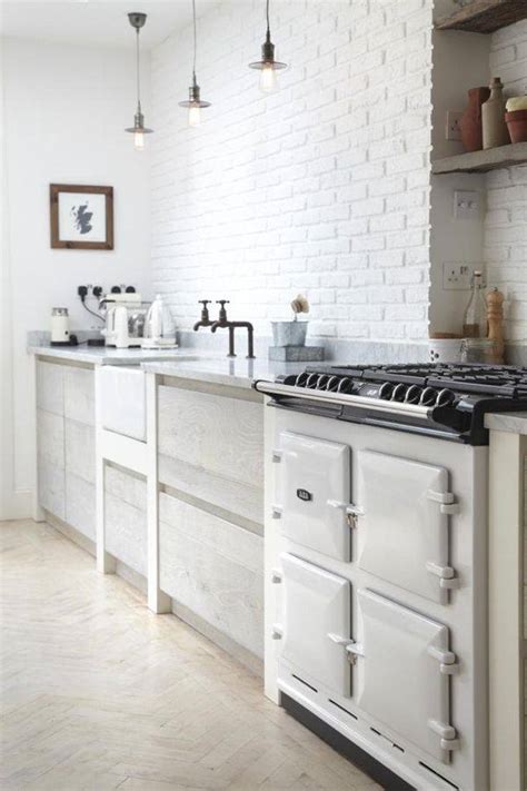 Large light grey rustic brickwork. 71 White Rustic Faux Brick wall cladding in a kitchen (2 ...