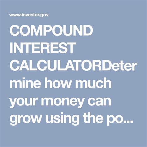 How to calculate compound interest? COMPOUND INTEREST CALCULATORDetermine how much your money can grow using the power of compound ...
