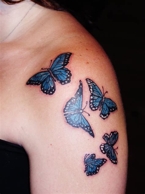 Colorful japanese butterfly tattoo on inner arm. Blue Butterfly Tattoos On Shoulder For Women - Tattoo Maze