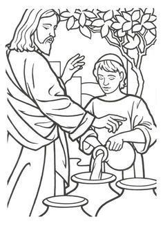 Learn about four of jesus' many miracles with this fun coloring book. Miracles of Jesus is Turn Water into Wine Coloring Page | Jesus coloring pages, Sunday school ...