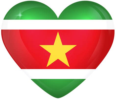 The white represents freedom and justice and the red and green were the colors of the political parties during. Suriname Large Heart Flag | Gallery Yopriceville - High ...