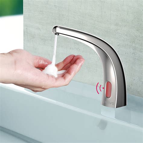 Touchless faucet commercial faucets soap dispensers chrome plating toilet deck kitchen appliances brass green. Bathroom Faucet With Soap Dispenser V-SEN3085 | SVAVO