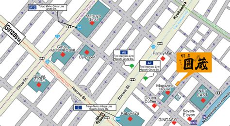 Ginza shopping and hotel map click to see large. Shop information ｜ Ginza Hitokiwa Enzo