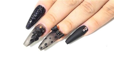 TUTORIAL: Uñas Negras Traslúcidas ♥ - YouTube