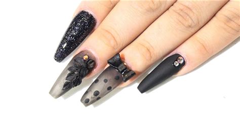 Es el curso más económico y completo de su categoría. Uñas Acrilicas Negras Con Diseño / uñas de acrilico negras ...