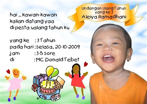 Surat izin tidak masuk ini masuk kedalam surat resmi yang ditujukan kepada pihak sekolah sebagai instansi resmi, maka dari itu ketika menulis surat harus menggunakan bahasa yang baku serta efektif. Contoh Undangan Ulang Tahun Untuk Anak Sd - Contoh Isi ...