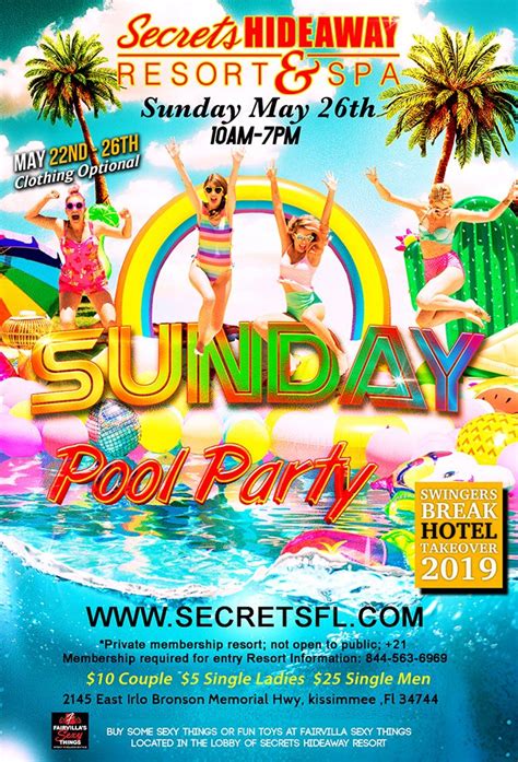 Events - Sunday Pool Party - 10am-7pm - Swingers Break ...