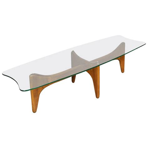 Jax style sculpted walnut base features an original elongated surfboard shaped glass top. SELECT MODERN: Adrian Pearsall for Craft Associates ...