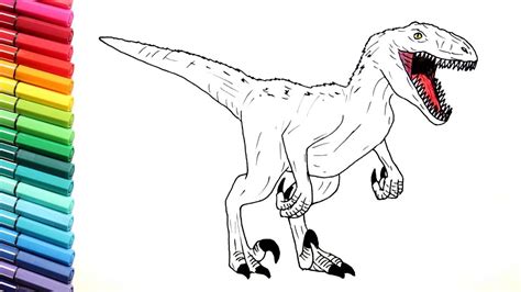 Lego jurassic park world velociraptor dark green lime large figure 75920 raptor. Velociraptor Color Pages for Kids - Drawing Dinosaurs from ...