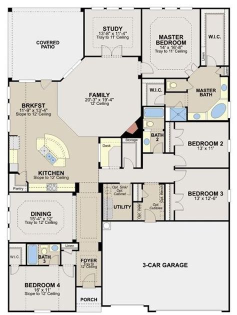 Affordable home with three bedrooms. Scottsdale - Blue Agave By Ryland Homes | Simple house plans, Dream house plans, House blueprints