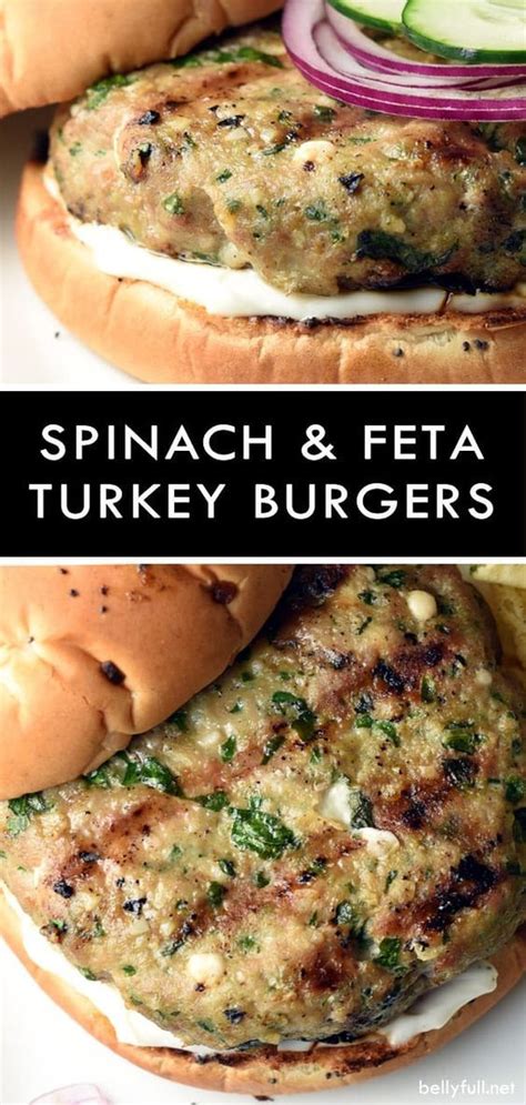Thoroughly mix ground chicken, rolled oats, egg, herbs, salt and pepper. These turkey burgers are filled with delicious spinach and ...