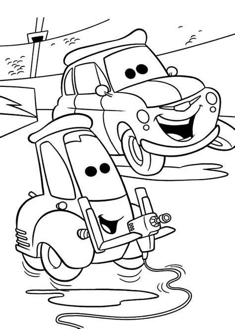 Disney's cars printable coloring page. Guido Ready To Fix Lighting McQueen In Disney Cars 2 ...