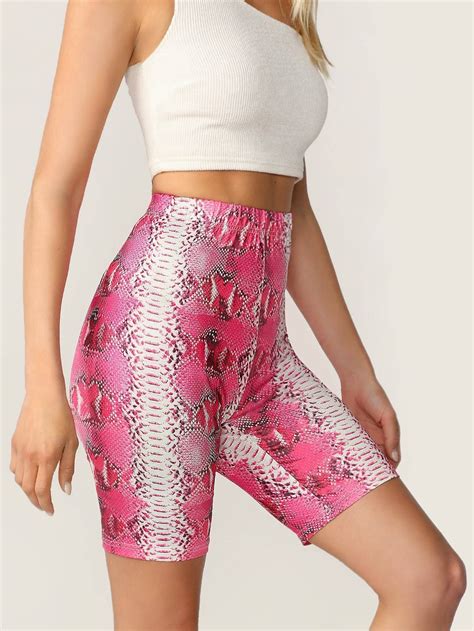 Perfect for spring, summer and fall, club, party. Snakeskin Print Cycling Shorts