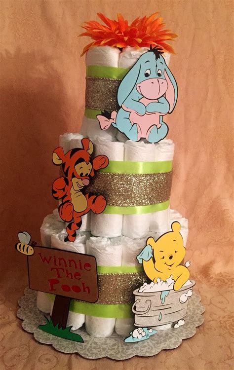 Even if the winnie the pooh baby shower is taking place indoors you can create your own 'rabbit's garden'. 3 Tier Diaper Cake inspired after the Baby Winnie The Pooh ...