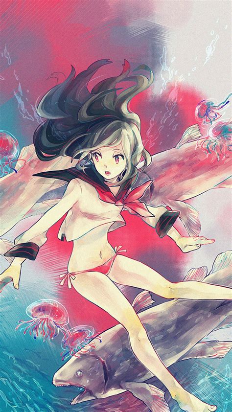 29 top anime wallpaper for phone , carefully selected images for you that start with a letter. ac24-wallpaper-girl-in-ocean-anime-illust - Papers.co