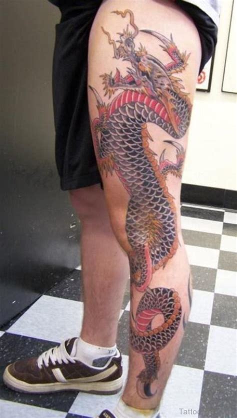 This japanese irezumi dragon tattoo depicts the mythical dragon named ryu. 50 Nice Looking Dragon Tattoos For Leg