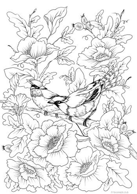 A must see for all coloring page fans. Bird Couple - Printable Adult Coloring Page from Favoreads ...