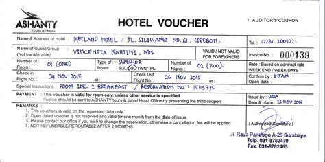 As a form of a 'receipt' the traveler can then claim the service he paid for. Jasa Reservasi Hotel | ASHANTY TOUR