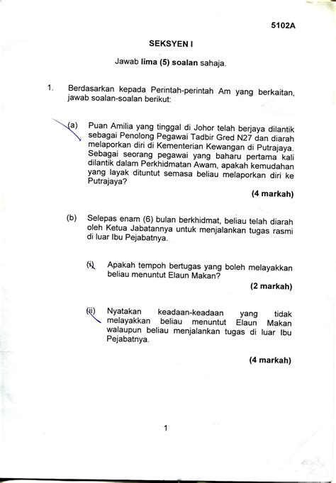 Peraturan pegawai awam (kelakuan dan tatatertib. Hidup Itu Indah : Contoh Soalan 5102A (Perintah Am, Arahan ...