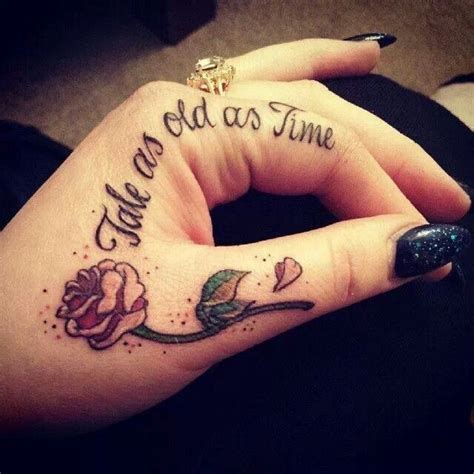 This vibrant stained glass tattoo has great color saturation. Wonderful beauty and the beast quote tattoo
