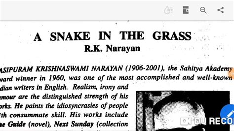 Valan, great serpent of ronka, wild child of the everlasting dark, willful child of the everlasting dark. Bihar Board English class-11 A SNAKE IN THE GRASS R.K ...