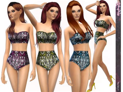 Bring the soles of your feet together & try to. Simsimay's Butterfly Effect Print Design Bikinis | Sims 4 ...