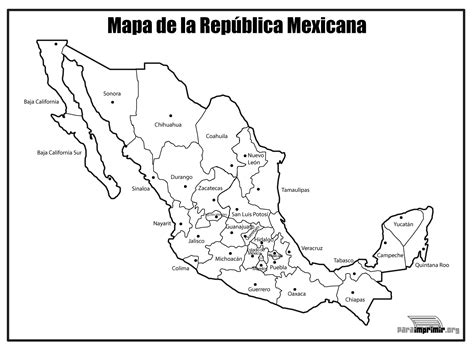 Los estados de la federación mexicana son libres, soberanos, autónomos e independientes entre sí. Mapa de la República Mexicana con nombres para imprimir