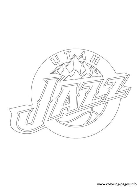 Black and white nba logo. Utah Jazz Logo Nba Sport Coloring Pages Printable