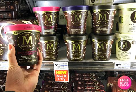 Milk chocolate vanilla magnum ice cream tubs are the sweet and delicious taste of velvety, rich and fragrant vanilla bean ice cream with thick milk chocolate pieces throughout the pint. FREE Magnum Ice Cream Samples at Giant Eagle (Try the NEW ...