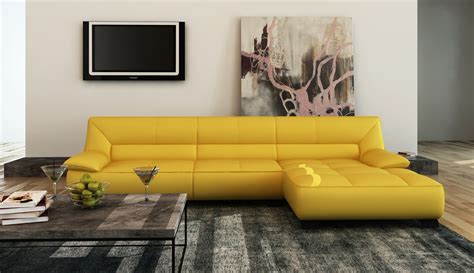 Find the latest deals for leather sofa! Divani Casa 5121B Modern Yellow Italian Leather Sectional Sofa