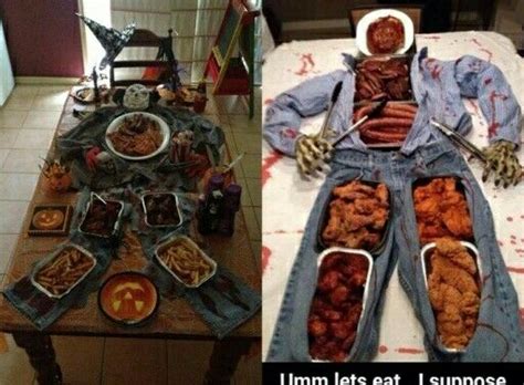 « back to april competition. Dead zombie dinner party presentation. | Halloween party ...