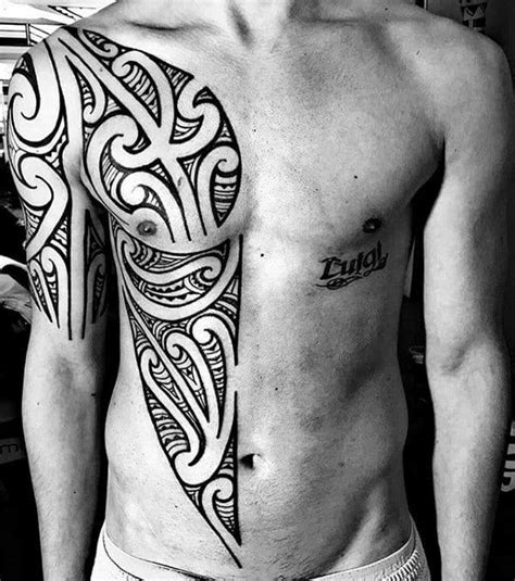 Very vivid color lilly with a tribal touch. Top 40 Best Tribal Rib Tattoos For Men - Manly Ink Design ...