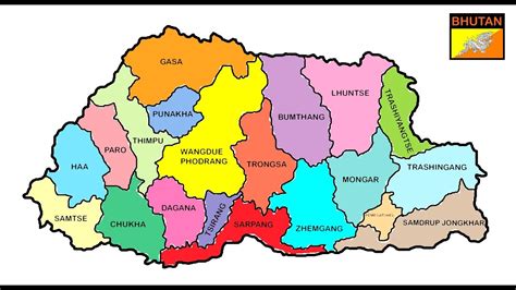 One interesting fact about this. Map of Bhutan. Bhutan map - YouTube