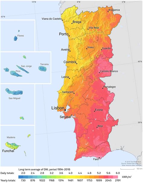 Mapa de españa y portugal. Portugal sunshine map - Karte von Portugal mit ...