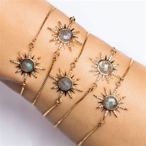 You'll shine bright, day and night, while wearing this this sweet lil' star tattoo. Gemstone Starburst Bracelet with Labradorite | Starburst ...