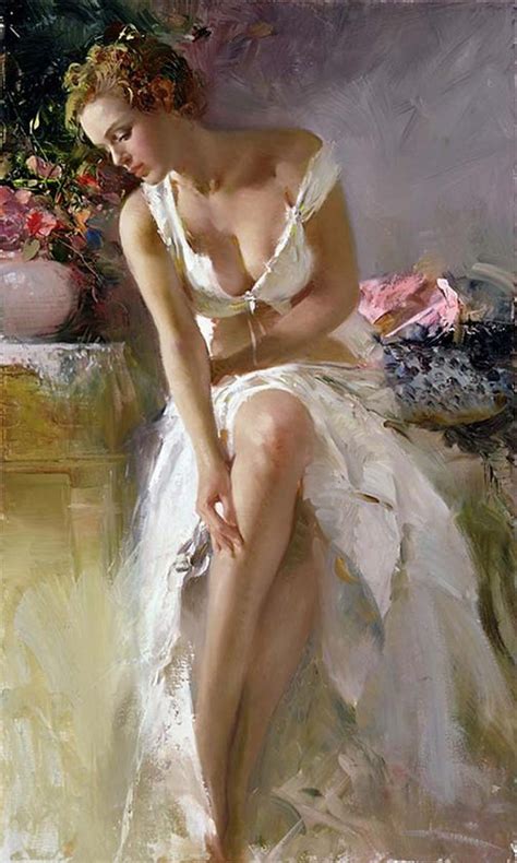 Beautiful happy young girls making cookies in loft style kitchen. Pino Daeni | Romantic Figurative / Plein-air painter ...