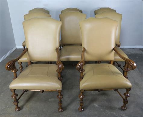 Shop for faux leather dining chairs in shop by material. Set of Eight Spanish Walnut Leather Dining Chairs For Sale ...