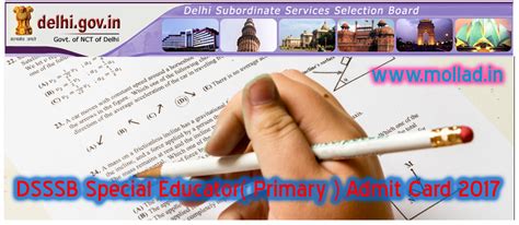 Dsssb recruitment notification has been released for 1809 posts. DSSSB Special Educator Admit Card 2017 Delhi Primary ...