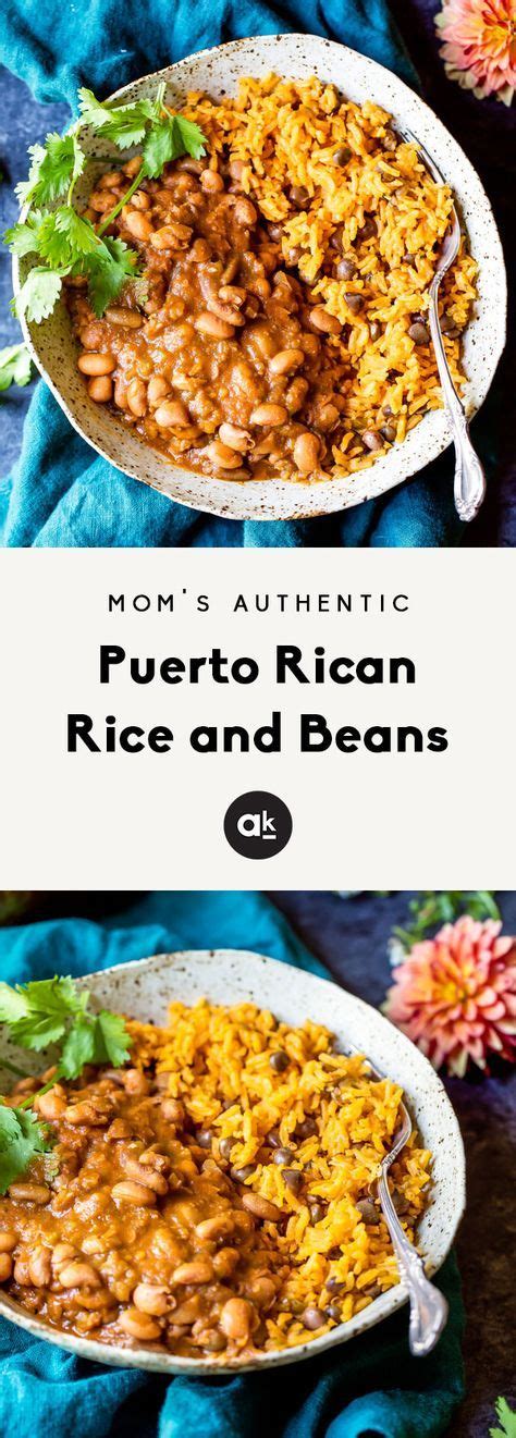This dish is one of two kinds of puerto rican rice and beans.it goes way back,generation after generation.very cheap and pretty easy just looks hard with all the ingredients!this is a delicious pallet for anyone that wants a taste of the puerto rican culture. Mom's Authentic Puerto Rican Rice and Beans | Recipe | Bean recipes, Mexican food recipes, Food ...