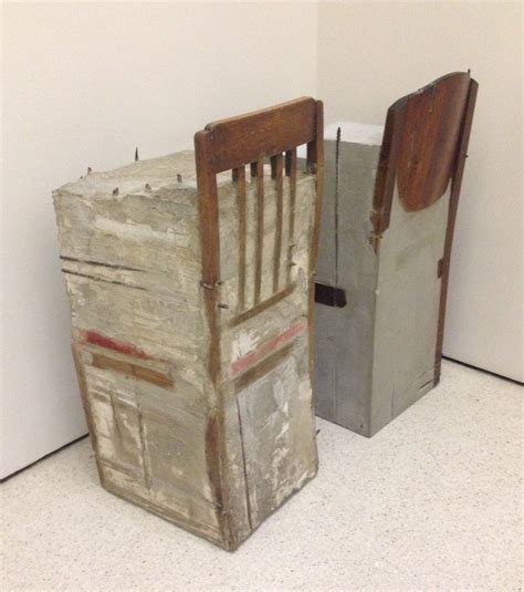 Courtesy of the alexander and bonin, new york. Wooden chairs with cement. Doris Salcedo Guggenheim show ...