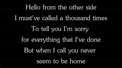 Adele hello lyrics & video : Adele - Hello Lyrics on Screen Cover - YouTube